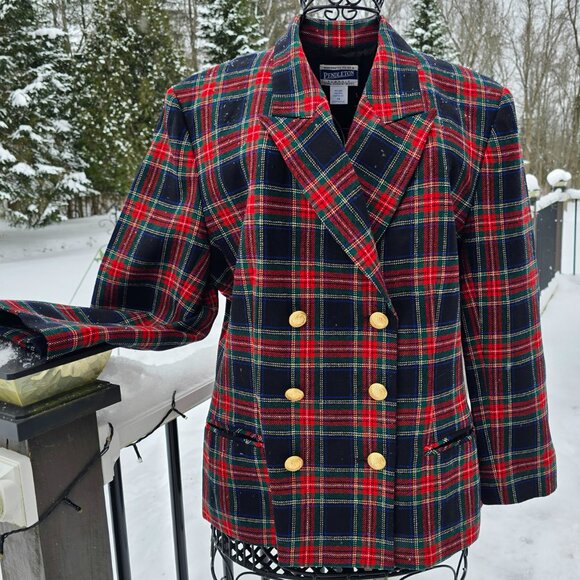 Pendleton Jackets & Blazers - Vintage Pendleton Plaid Wool Blazer, EUC, Size 14, Red Black Green Blue